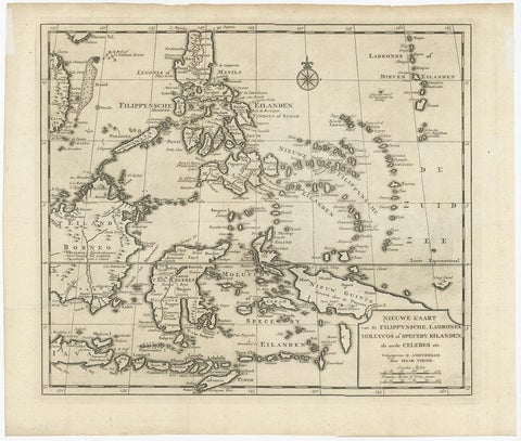 Old Map of the Philippines and Part of Indonesia 'Spice Islands', 1744, view 2