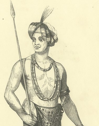 Harfur of Tondano, Antique Wahlen Costume Print, 1843-1844, close-up 1