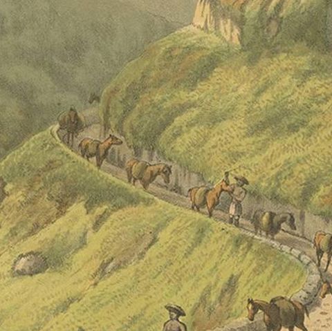 Antique Print of the Southern Mountains on Java by M.T.H. Perelaer, 1888, close-up 2