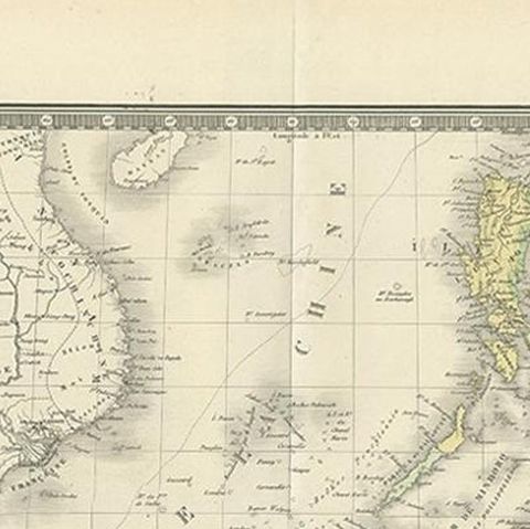 Antique Map of the East Indies by Levasseur, 1875, close-up 1