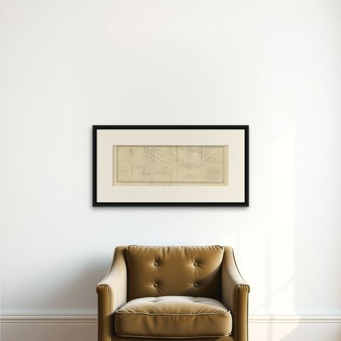 Antique Map of New Guinea and New Britain by P. Carteret, circa 1773, shown framed on a wall, true to size