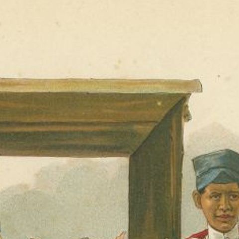 Antique Print of Indonesian Coachman with Horse and Car, 1909, close-up 1