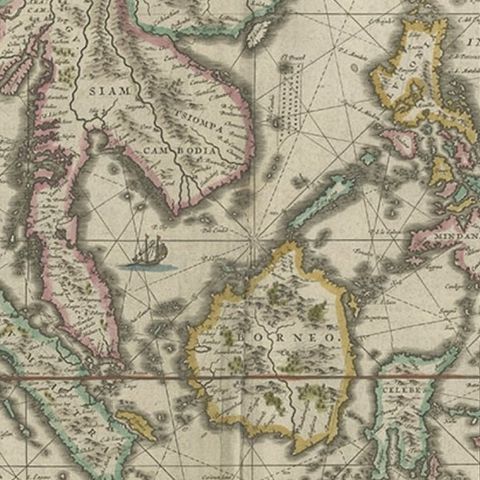 Original Blaeu Map of Southeast Asia from India to Tibet and Japan to New Guinea, close-up 2