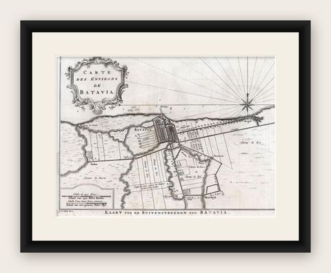 Antique Map of the Region of Batavia by Van Schley, c.1750, shown framed