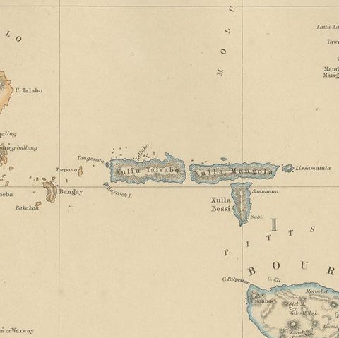 Antique Map of Celebes and the Maluku Islands by W. G. Blackie, 1859, close-up 2
