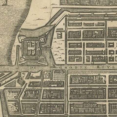 Antique Map of the City of Batavia by Van der Aa, circa 1730, close-up 2