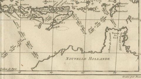 Antique East Indies Map by Rigobert Bonne, Copper Engraving, 1780, close-up 4