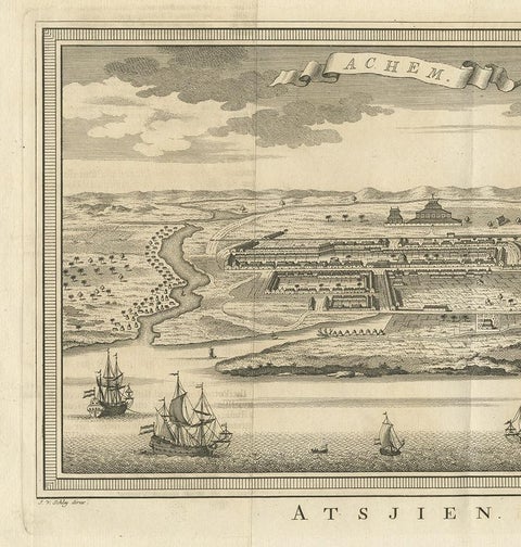 Antique Print of Atjeh by Van der Schley '1756', view 3