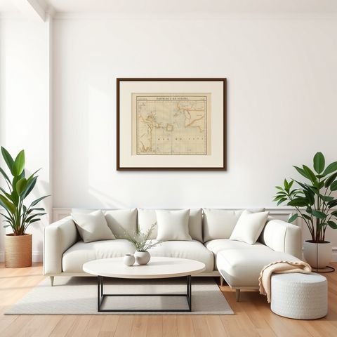 Antique Map of South Sumatra by P.M.G. Vandermaelen, 1827, shown framed in a room, true to size