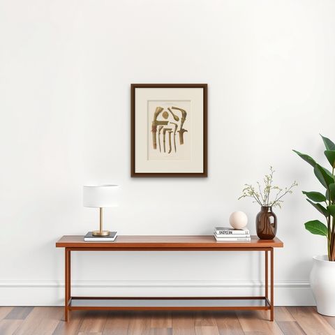 Twelve Prints of Ethnographic Items of Batavia Published by J.W. Teillers '1910', shown framed on a wall, true to size