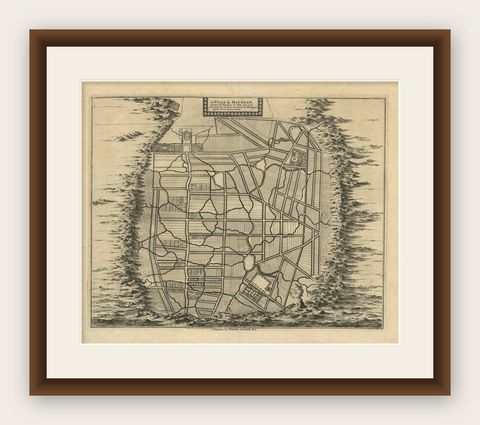 Antique Map of the City of Materan 'Indonesia' by P. van der Aa, circa 1725, shown framed