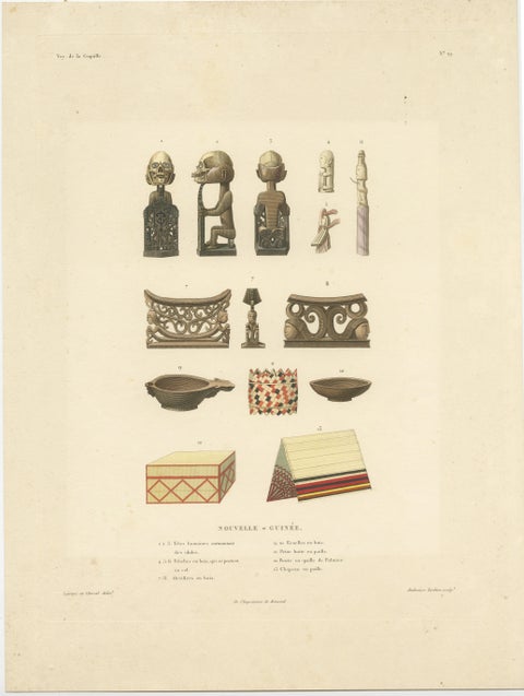 Antique Print of Artifacts from New Guinea, view 2
