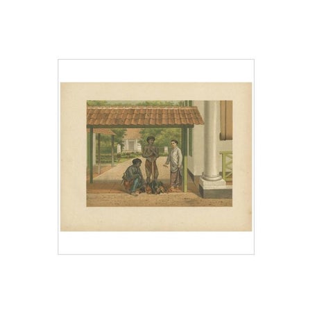 Antique Print of a Chicken Salesman in Batavia by M.T.H. Perelaer, 1888, view 2