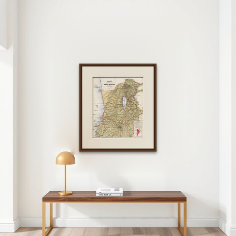 Antique Map of Part of Sumatra by Stemler, c.1875, shown framed on a wall, true to size