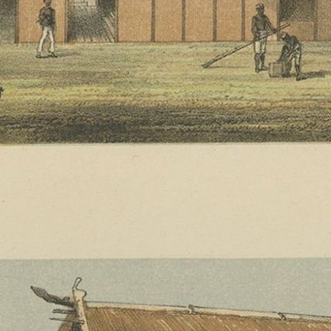 Antique Print of a Malayan Houses in Sumatra, Indonesia, 1881, close-up 4