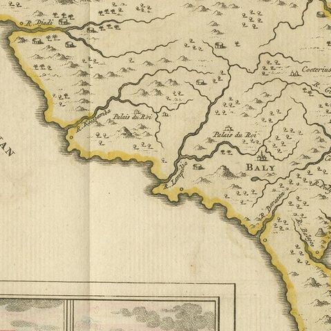 Anbtique Map of the Island of Bali by Van Schley '1755', close-up 2