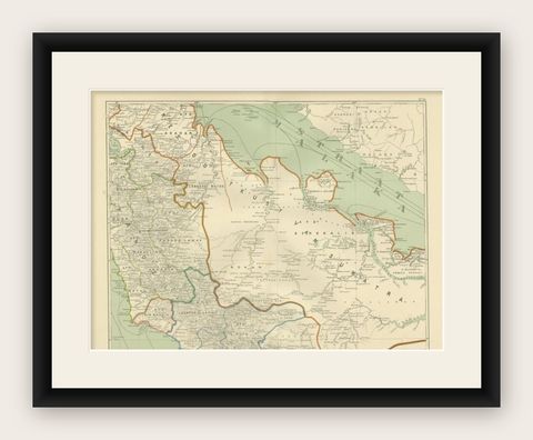 Antique Map of the East Coast of Sumatra , Indonesia, 1900, shown framed