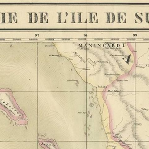 Antique Map of West Sumatra by P.M.G. Vandermaelen, 1827, close-up 1