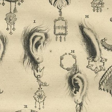 Antique Print of Ambonese Jewelry by Valentijn, 1726, close-up 1