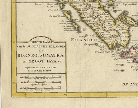 Antique Map of the Sunda Islands Sumatra, Java, Malay Peninsula & Borneo (1739), view 3