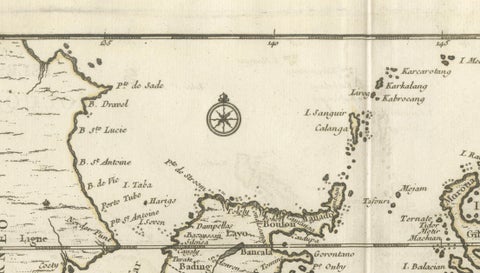 Antique Map of the Moluccas & Celebes, Le Rouge, French Engraving c.1750, close-up 5