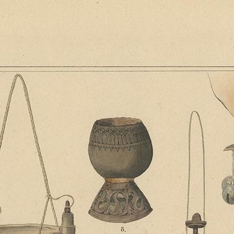 Print Weapons and Tools of Timor & Solor 'Indonesia' by Temminck, circa 1840, close-up 1