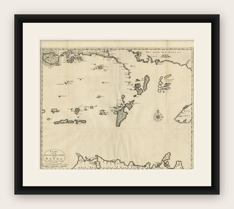 Original Antique Map Southeast of the Banda or Spice Islands, Indonesia, 1726, shown framed