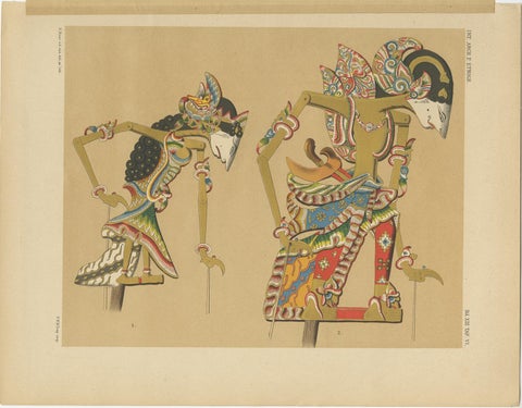 Set of 10 Antique Prints of Wayang Puppets by Juynboll, 1900, view 7