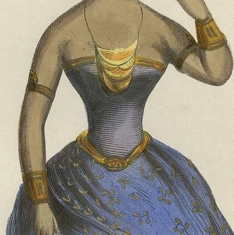Antique Print of a Female Nobility of Java Indonesia by H. Berghaus, 1855, close-up 1