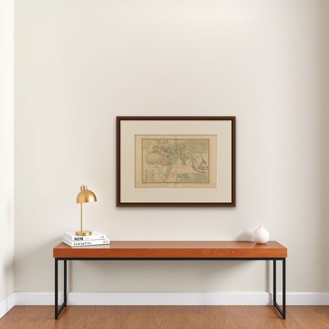 Islamic World Map with Africa, Middle East, India, Indies, Wilkinson 1817, shown framed on a wall, true to size