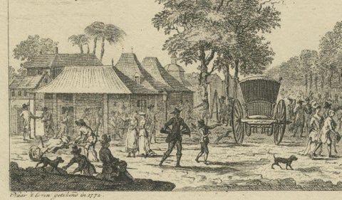 Batavia Market Scenes & Government House, Antique Prints VOC Period, c.1780, close-up 5