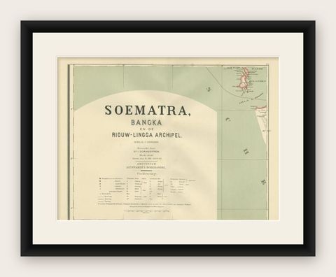 Antique Map of the Batu Islands by Dornseiffen, 1900, shown framed