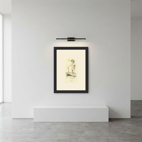 Papuan of Dorey Harbour, Antique Wahlen Costume Print, 1843-1844, shown framed in a room, true to size