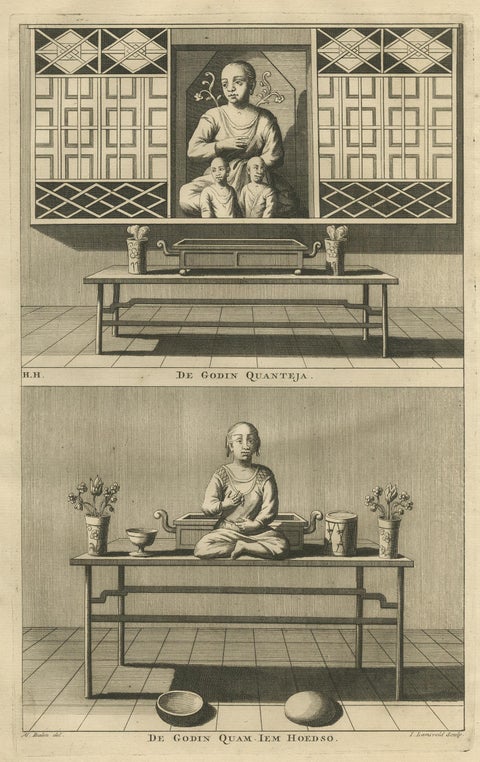 Antique Print of Female Deities of Chinese Buddhism by Valentijn, 1726, view 4