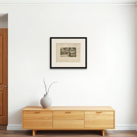 Medan Hotel, Antique Photogravure of Colonial Indonesia, c.1900, shown framed on a wall, true to size
