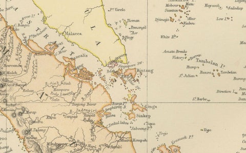 1882 Antique Map of Indian Archipelago, Southeast Asia, Blackie & Son, close-up 2