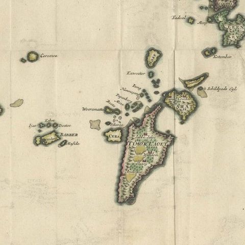 Old Antique Map of the Banda Islands (Southeast), Indonesia & Northern Australia, close-up 5