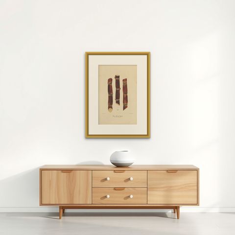 Antique Sugarcane Chromolithograph, Teboe Branche blanche, Java 1892, shown framed on a wall, true to size