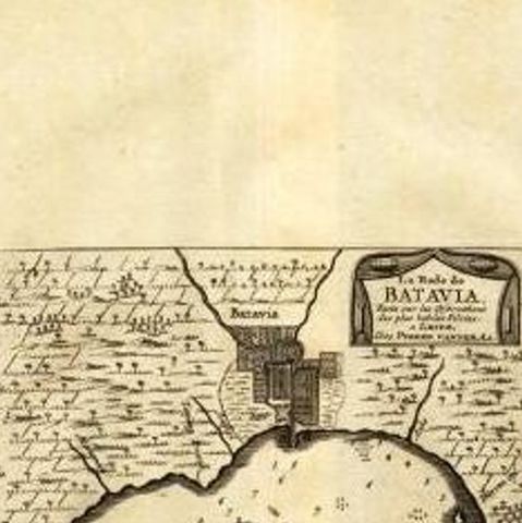Antique Map of the Roadstead of Batavia by Van der Aa, 1725, close-up 1