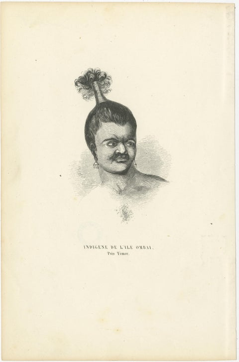 Set of 4 Antique Prints of Natives of Timor, Tahiti, Tasmania & New Zealand 1845, view 2