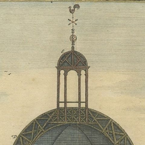 Old Antque Pirint of the New Dutch Church of Batavia 'Jakarta, Indonesia', 1744, close-up 2