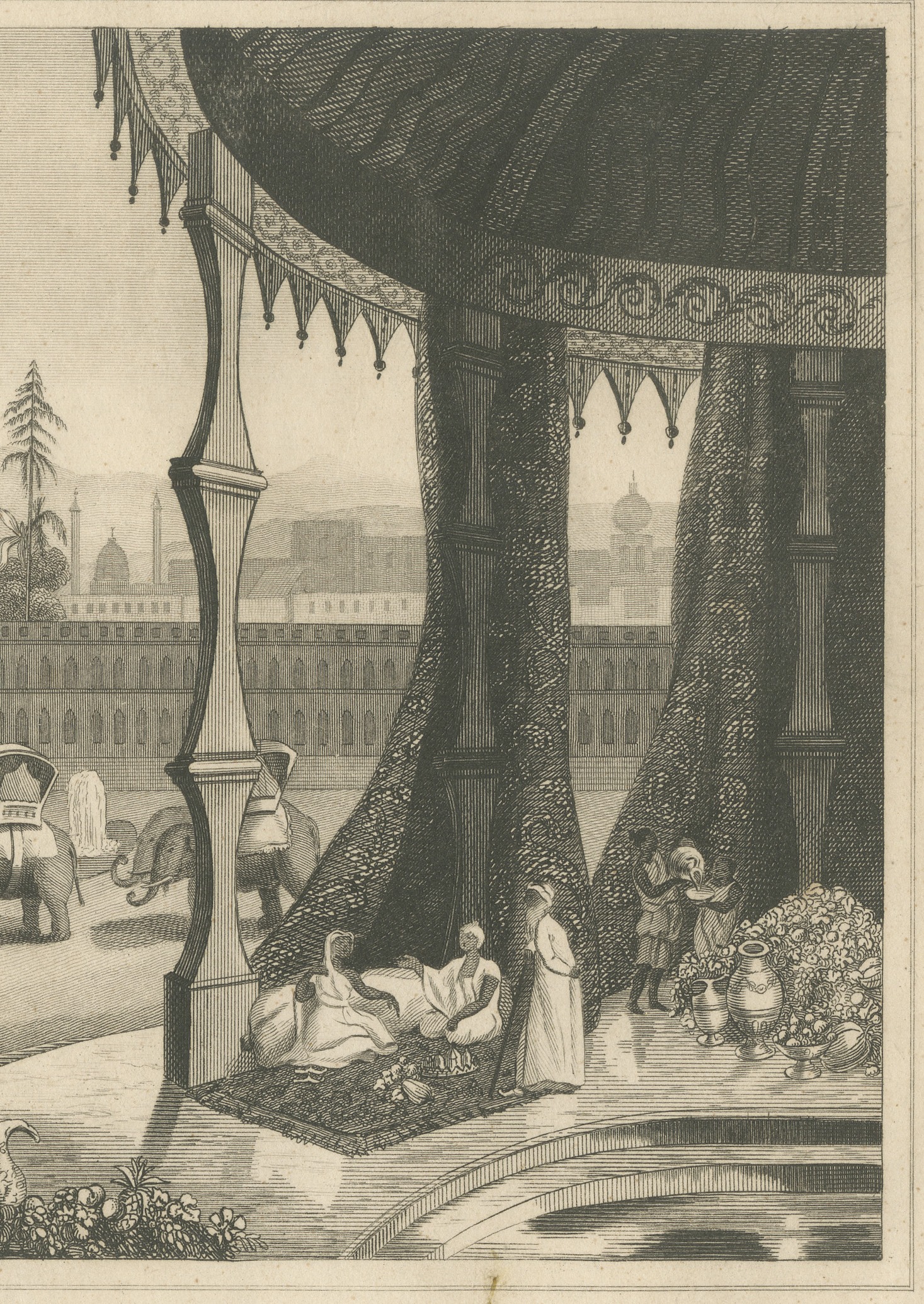 Scene in the East Indies, Offerings to the Great Brahma, Engraving, circa 1820, view 4