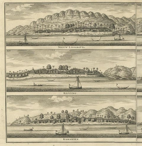 Antique Print of Trading Posts in Indonesia by Valentijn, 1726, view 3