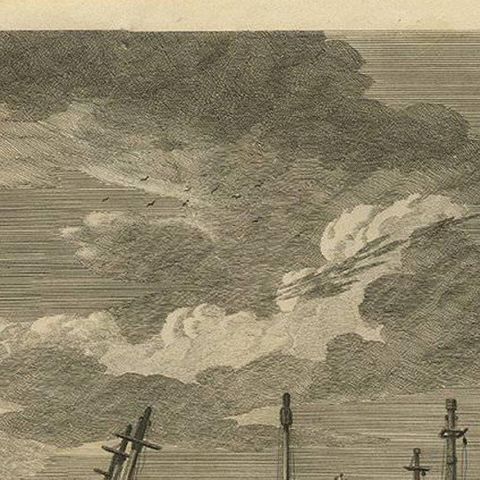 Antique Print of the 'Oostindisch-Zeemagazyn' in Amsterdam by H.P. Schouten, close-up 1