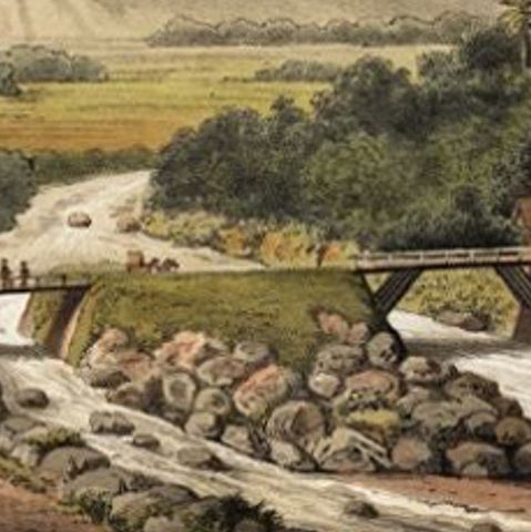 Antique Print of the Ciliwung River near Gunung Badak on Java, Indonesia, 1888, close-up 2