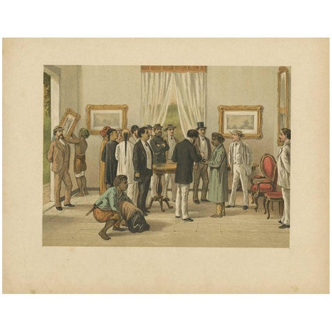 Antique Print of a Residence Interior in Batavia by M.T.H. Perelaer, 1888