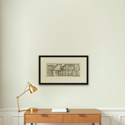 Antique Map of Batavia 'Jakarta, Indonesia', the Dutch East-Indies, 1782, shown framed on a wall, true to size