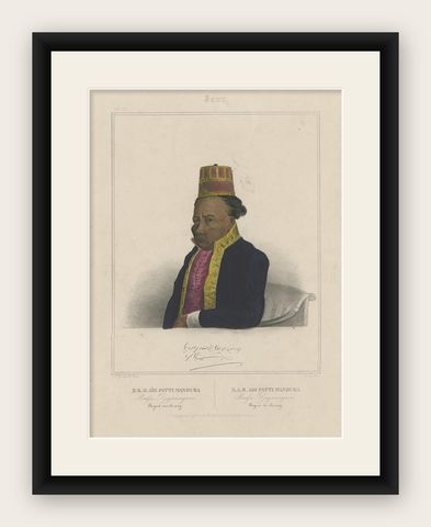 Portrait of Adi Patti Mandura, Raja Djajanagara, Regent of Serang on Java, 1844, shown framed