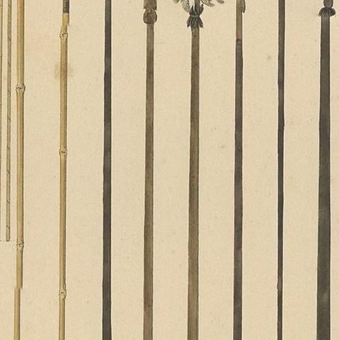 Print with Weapons of Papua 'New Guinea, Indonesia' by Temminck, circa 1840, close-up 2