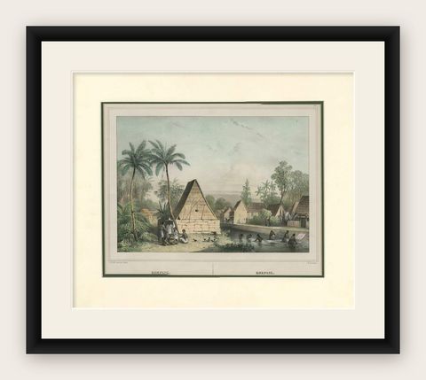 Antique Print of Koepang 'Timor, Indonesia' by C.W.M. Van De Velde, 1844, shown framed
